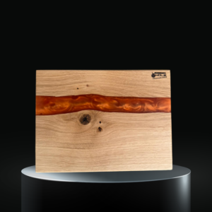 Servierbrett aus Eichenholz mit orangenem Epoxidharz